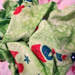 Banana Moon Summer Sarong or Shawl Sarfish, Fish, Seashells  Sequins 42"x60-62"'